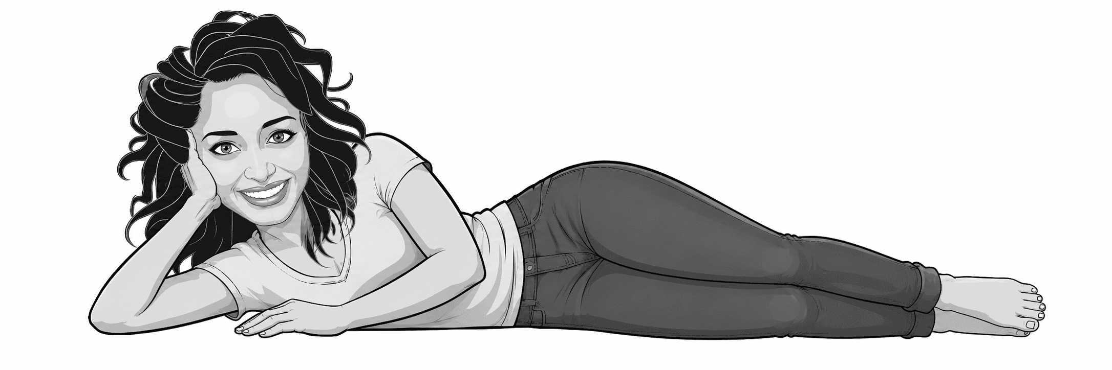 Cartoon avatar of Preeti Gupta lounging on the line